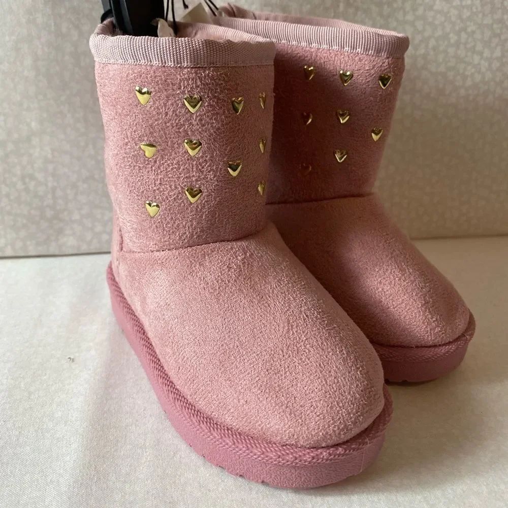 OLIVIA MILLER Toddler Girls OMG Heart Stud Pink Boots
